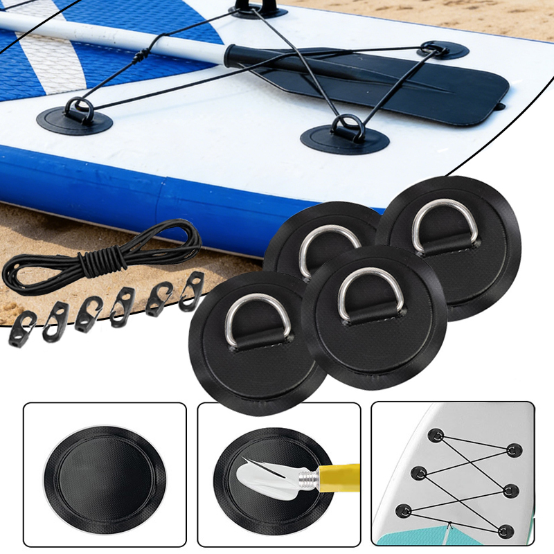 Fishing Kayak Rod Holder - 4pcs 8cm Circular D-Ring Patch Inflatable
